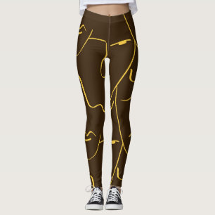 Leggings Motif de faces de dessin d'une ligne
