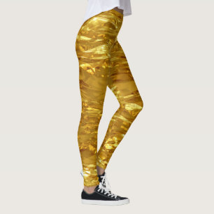 Leggings MOTIF DE FEUILLE D'OR PUR + votre texte / photo