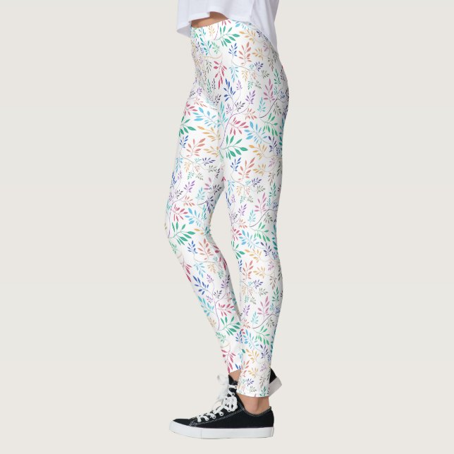 Leggings Motif de feuilles colorées (Gauche)