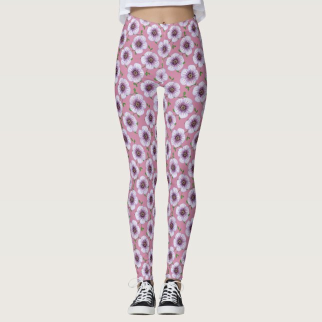 Leggings Motif de fleur bleu floral de jardin (Devant)