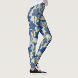 Leggings Motif de fleur de lys bleu