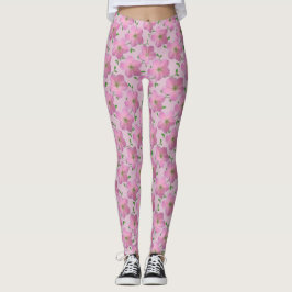 Leggings Motif de fleur rose floral doux de jardin