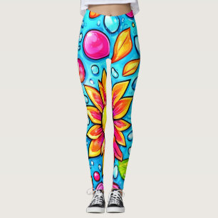 Leggings Motif de fleurs abstrait coloré