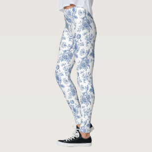 Leggings Motif de fleurs bleues