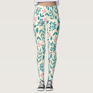 Leggings motif de fleurs roses aquarelle cadeau pour femmes