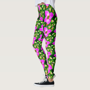 Leggings Motif de fleurs tropicales roses