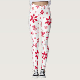 Leggings Motif de flocon de neige, Flammes de neige rouges,