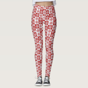 Leggings Motif de flocon rouge/blanc