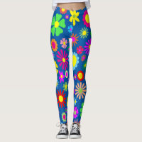 Motif de flower power sur le bleu