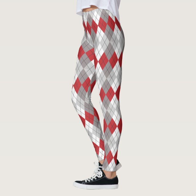 Leggings Motif de Jacquard Red Grey (Gauche)