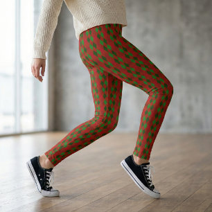 Leggings Motif de Jacquard rouge et vert Noël