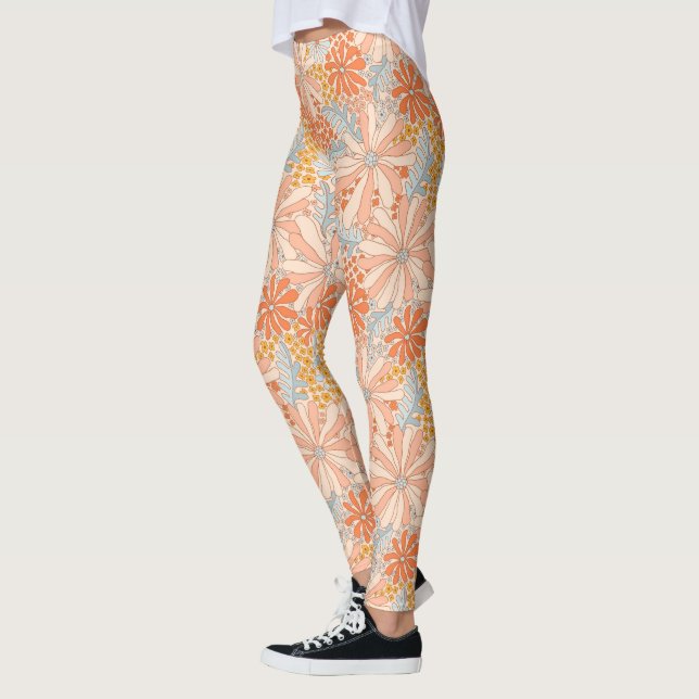 Leggings Motif de jardin à fleurs rétro (Gauche)