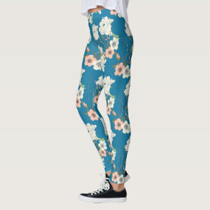 Leggings Motif de jardin floral blanc