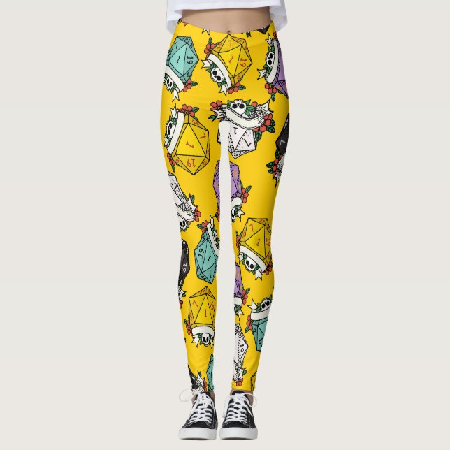 Leggings Motif de jeu de dés D20 (Devant)