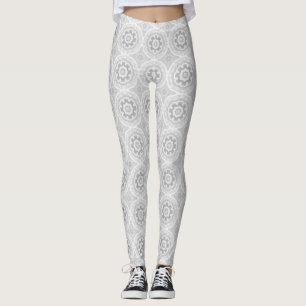 Leggings Motif de kaléidoscope gris argent