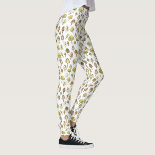 Leggings Motif de la forêt de l'aquarelle des champignons m