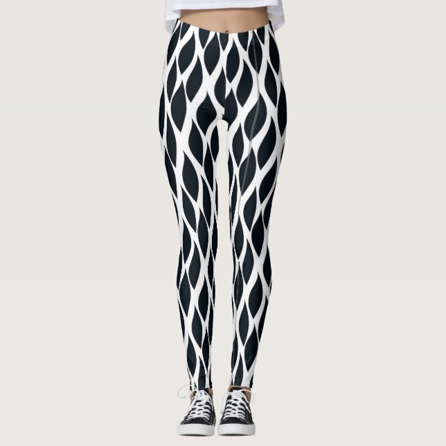 Leggings Motif de la grille noire (Devant)