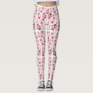Leggings Motif De Ladybugs, Mignons Ladybugs, Pink Ladybugs