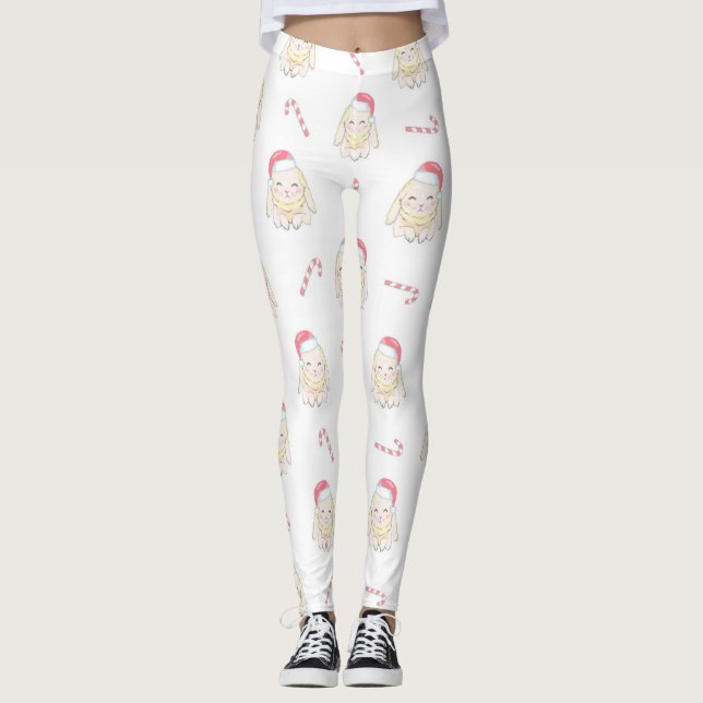 Leggings Motif de lapin de Noël (Devant)