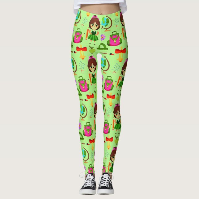 Leggings Motif de l'école des petites filles (Devant)