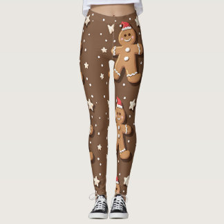 Leggings Motif de l'homme en pain d'épice sur Brown