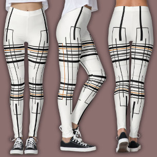 Leggings Motif de ligne abstrait   Quadrillage urbain