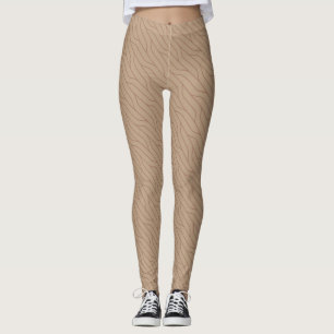 Leggings Motif de ligne Brown Wavy Mousse en mosaïque beige