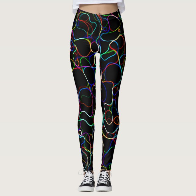 Leggings Motif de ligne courbe multicolore Neon -COOL (Devant)
