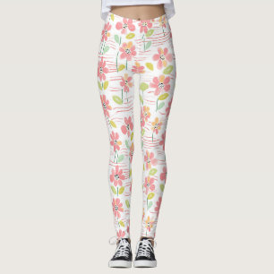 Leggings Motif de ligne florale abstrait moderne (3)