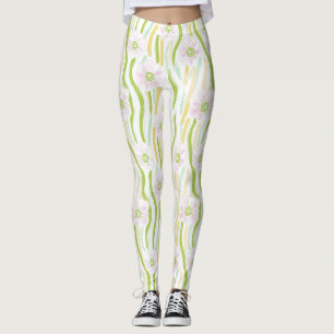 Leggings Motif de ligne florale abstrait moderne (4)