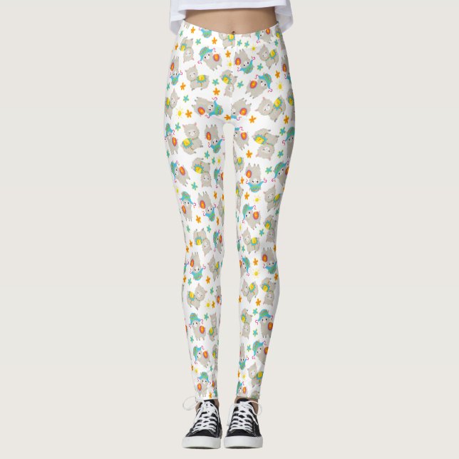 Leggings Motif De Llamas, Cute Llamas, Alpacas, Fleurs (Devant)