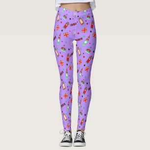 Leggings Motif de Londres avec fond violet