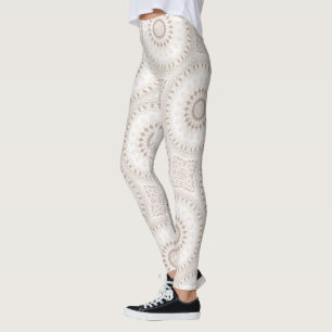 Leggings Motif de mandala beige et crème