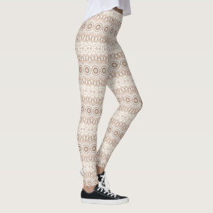 Leggings Motif de mandala géométrique aux tons terre