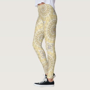 Leggings Motif de mandala jaune doré