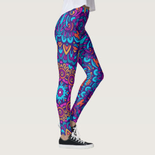 Leggings Motif de mandala kaléidoscope violet