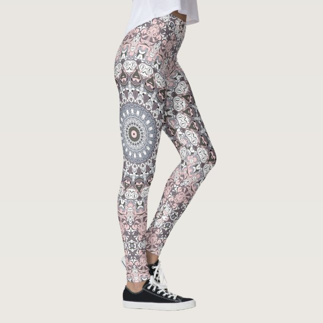 Leggings Motif de mandala rose et blanc (Droite)
