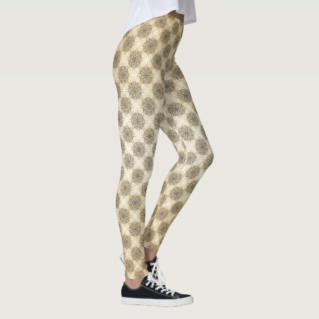 Leggings Motif de mandella gris, blanc et jaune (Droite)