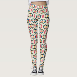 Leggings Motif de médaillon ornemental rose bleu