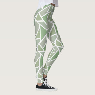 Leggings Motif de mosaïque vert olive