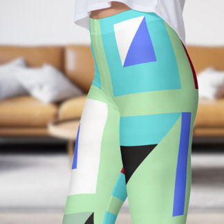 Leggings Motif de mosaïque verte de la mer Abstraite