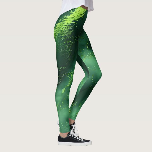 Leggings Motif de mousse verte Abstrait personnalisé (Droite)