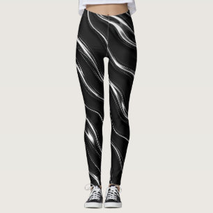 Leggings Motif de mouvement chrome liquide   Mode féminine 