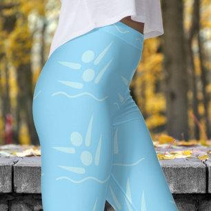 Leggings Motif de natation synchronisée Bold Blue Womens
