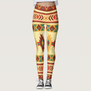 Leggings Motif de Natif américain : Tons ensoleillés de l