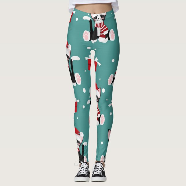 Leggings Motif de Noël Black Kitty (Devant)