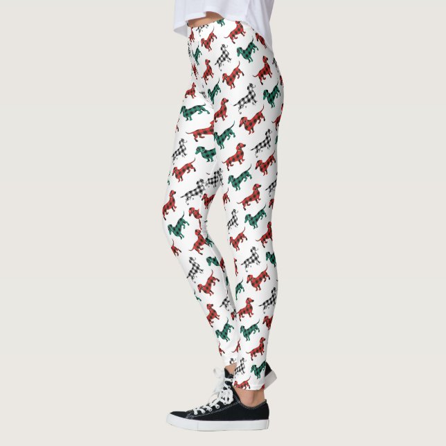 Leggings Motif de Noël de la Flanelle rouge (Gauche)