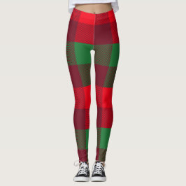 Leggings Motif de Noël personnalisé Red Buffalo Plaid