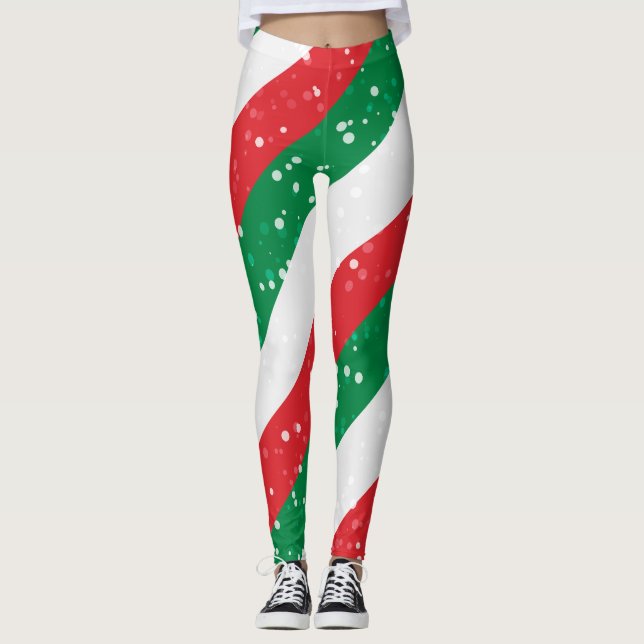 Leggings Motif De Noël Vert Et Rouge (Devant)