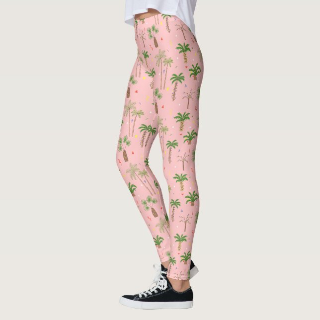 Leggings Motif de palmiers de Noël tropicaux (Gauche)